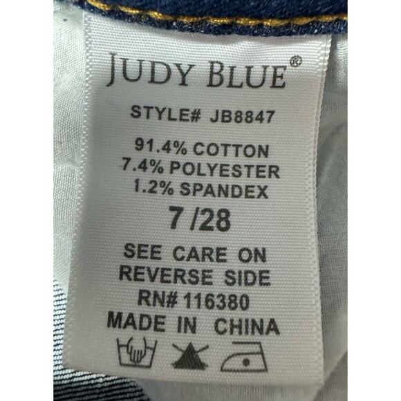 Judy Blue Women's Distressed Skinny Fit Blue Denim Jeans - Size 7 (28x26) - Picture 8 of 8